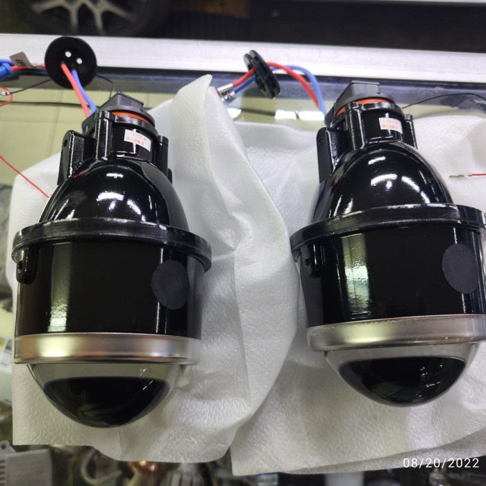 Foglamp projector blue lens 3 inch iphcar dengan bolham HID
