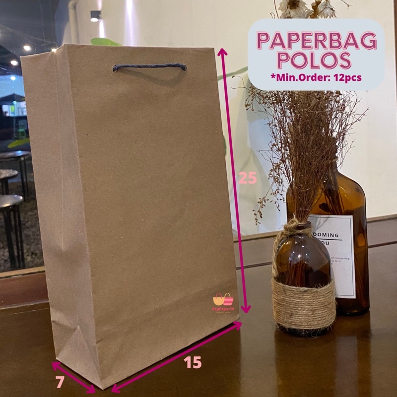 

Paperbag polos ukuran 15x7x25(w)