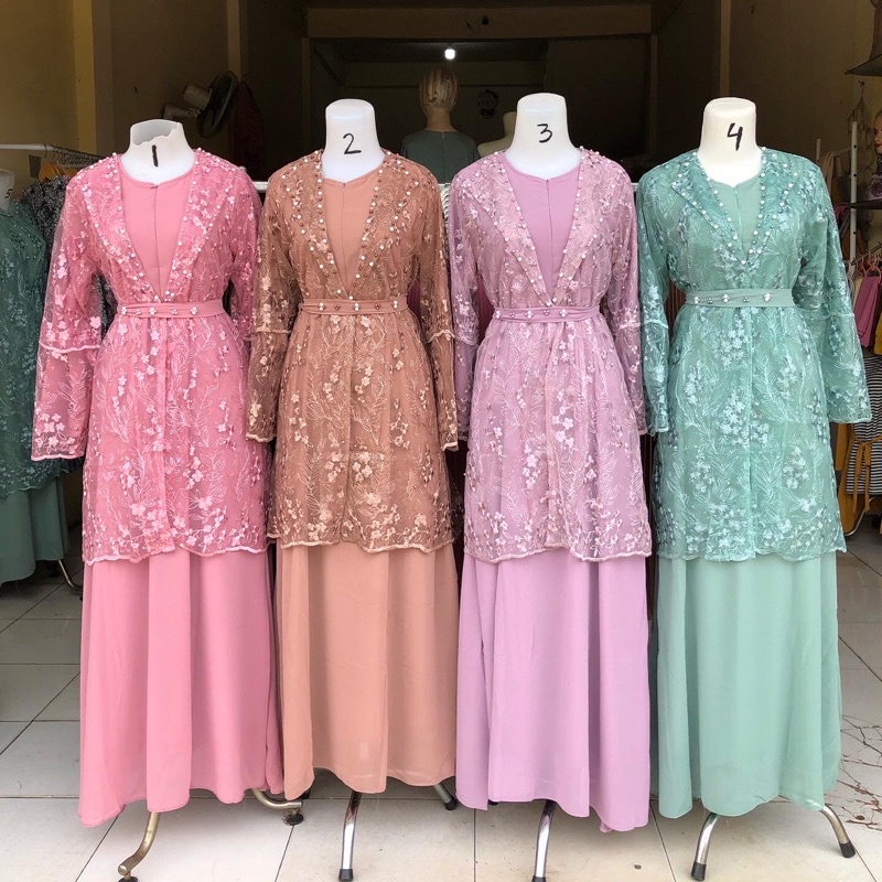 gamis brukat tile mode outer lepas pasang part 2