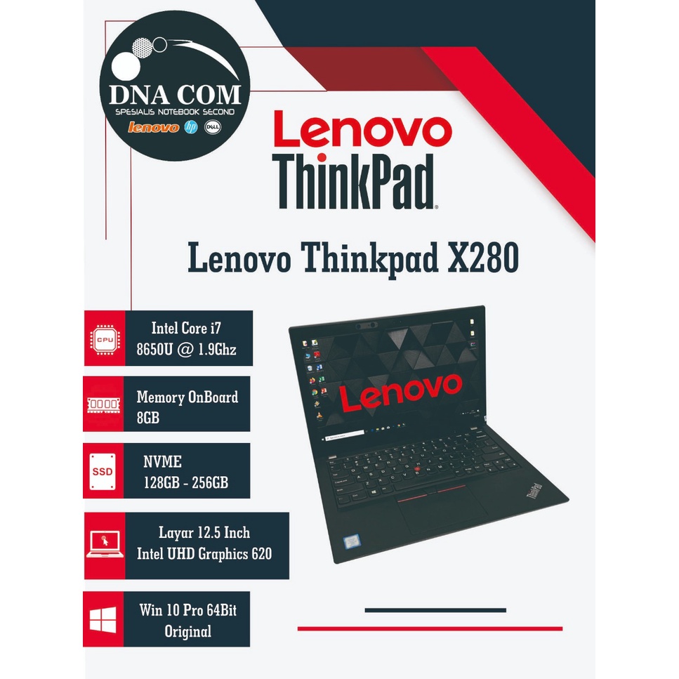 Lenovo Thinkpad X280 Core i3 / i5 / i7 | 8GB | SSD 256GB | Win Ori | Rare Item