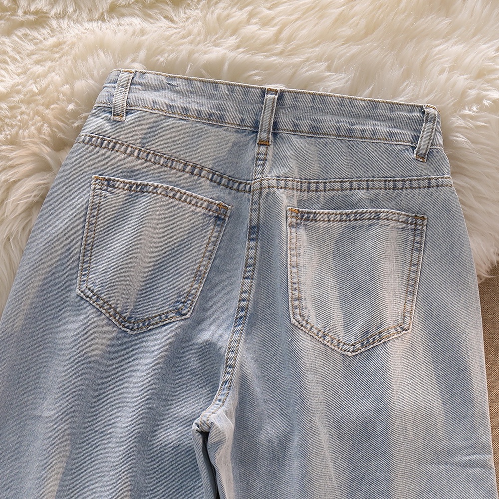 Kekinian Korea Style Highwaist Kulot Jeans Wanita Loose Eraneka Warna（Realpict）