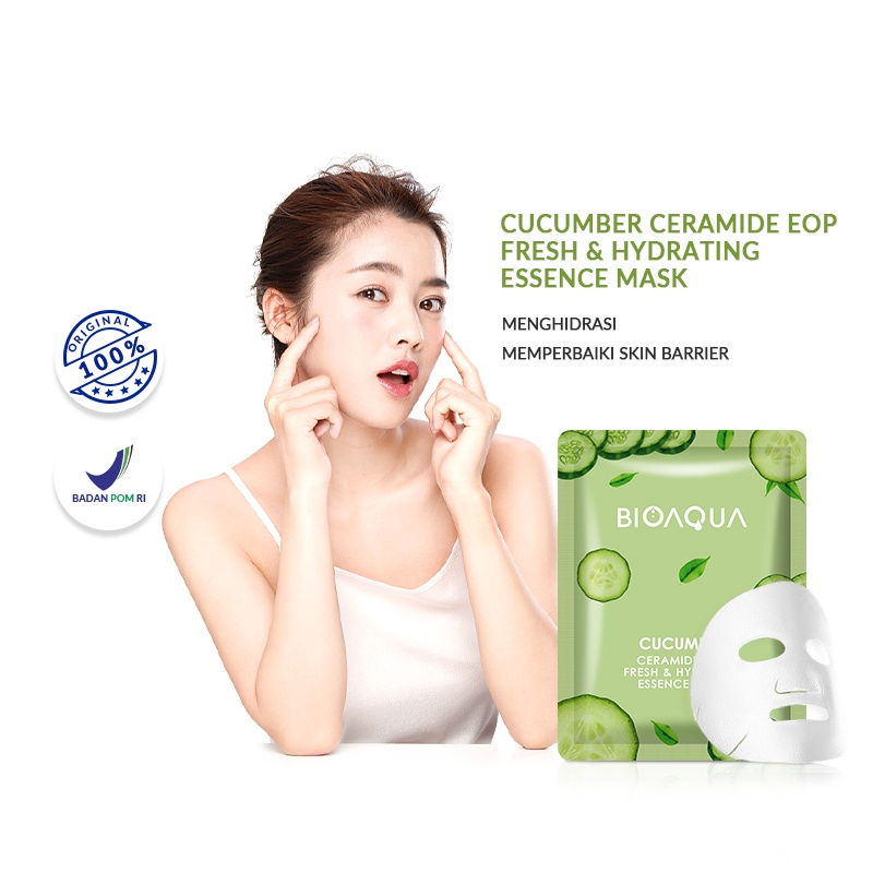 ✨ AKU MURAH ✨ BIOAQUA '''Cucumber Ceramide Eop Fresh &amp; Hydrating&quot;' Sheet Mask Natural Plant Essence Face Masker