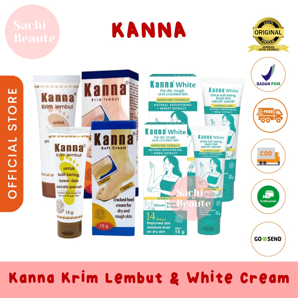 KANNA Soft Cream Krim Lembut KANNA White Krim Kaki untuk Kulit Kering Kasar Pecah-pecah