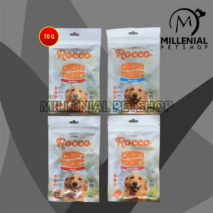 Snack Makanan Anjing Rocco Chew Dog treats Non Meat Jerky Jerhigh 70Gr