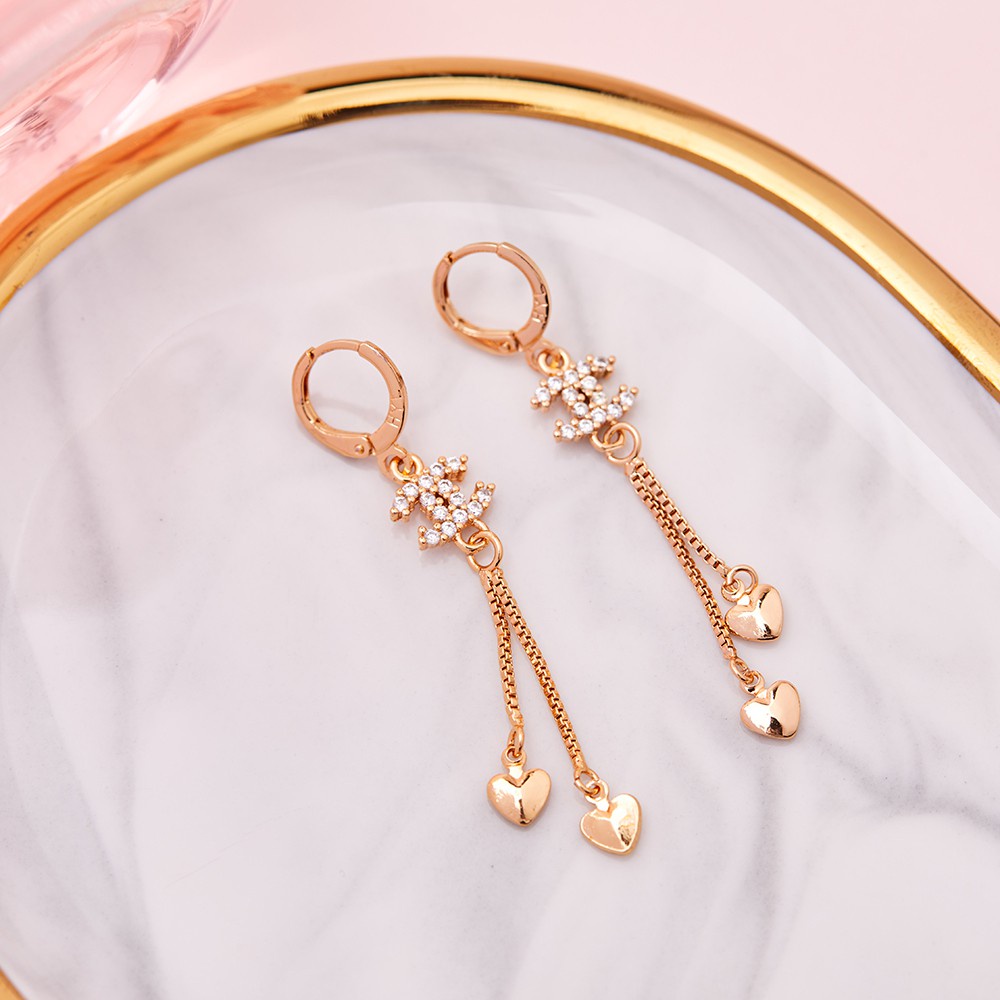 anting baru perempuan temperamen merah bersih anting rumbai panjang