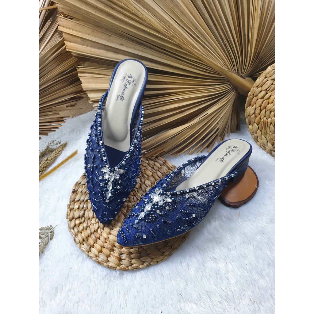 Sepatu wedding keyla navy 3cm tahu