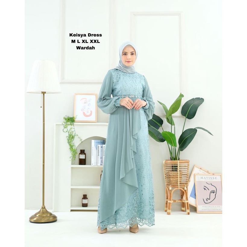 Permata Olshop / Kebaya Gamis Keisya NF / Gamis Kebaya Brukat Tulle Bordir / Gamis Pesta Mewah / Gamis Modern / Kebaya Kondangan