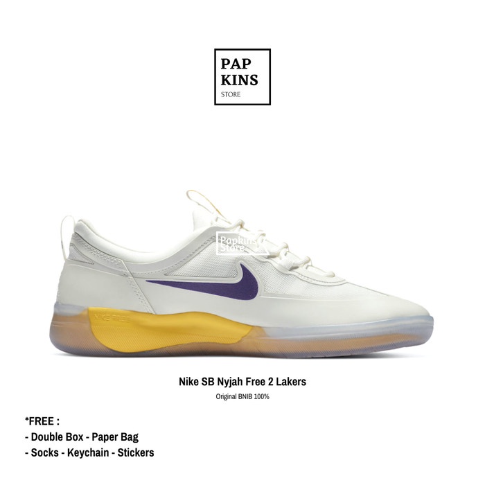 Sepatu Nike Sb Nyjah Free 2 Los Angeles Lakers / Nike Original Bnib
