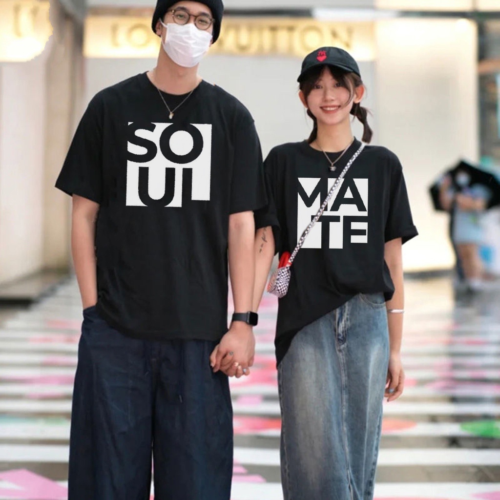 kaos couple SOULMATE baju kapelan kembaran cowok cewek simple serasi