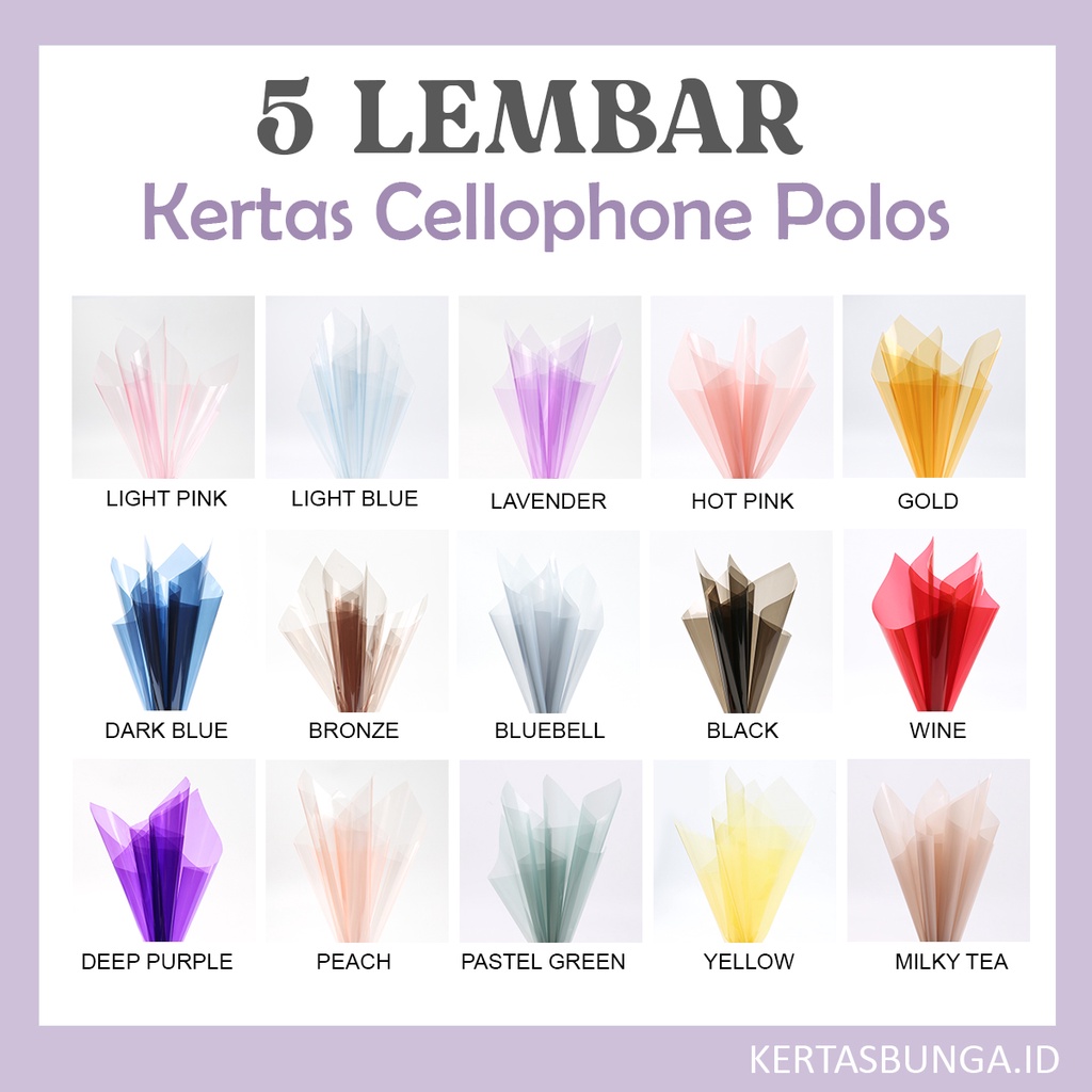 

(5 Lembar) Flower Wrapping Cellophane Polos 60x60cm/ Kertas Bunga / Kertas Cellophane / Kertas Buket Bunga / Buket Bunga / Buket Uang / Kertas Buket / Kertas Wrapping Buket