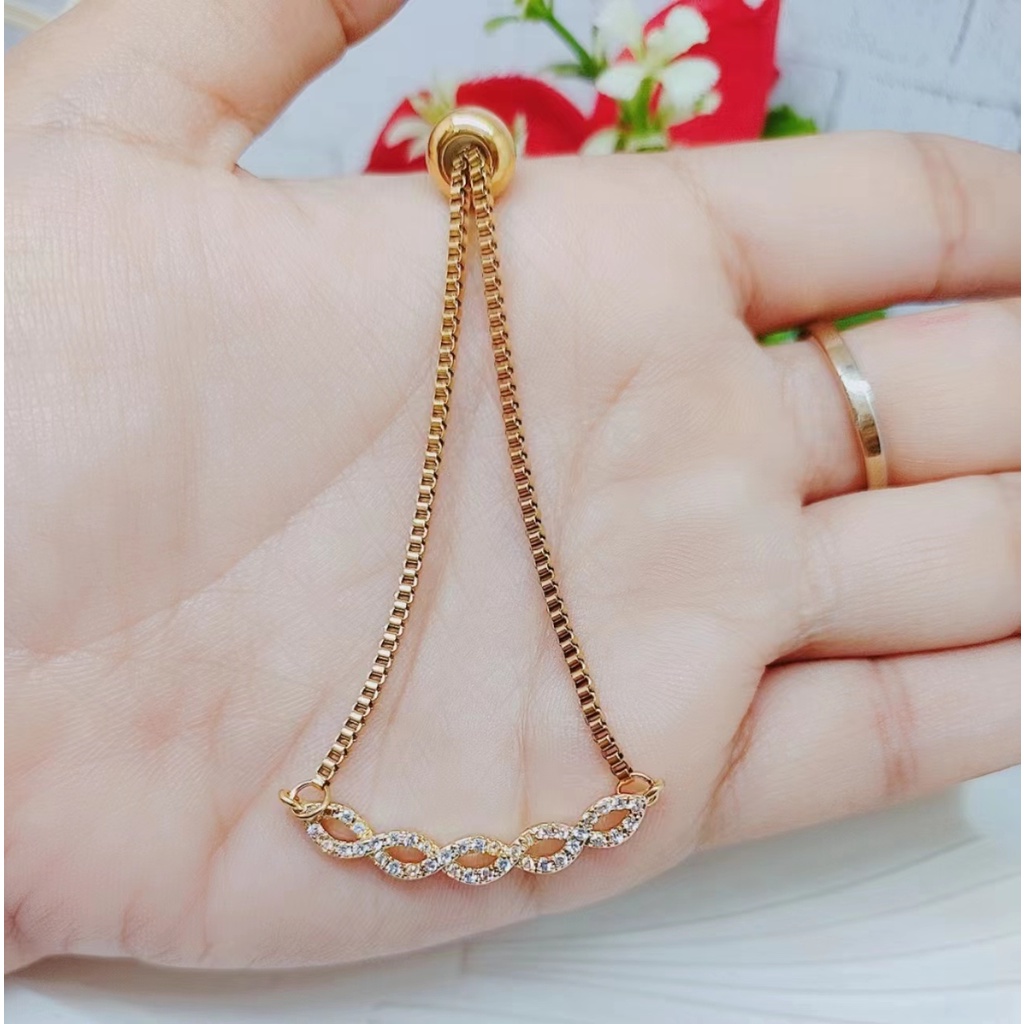 Set Titanium Kalung Dan Gelang Permata Perhiasan Fashion W126