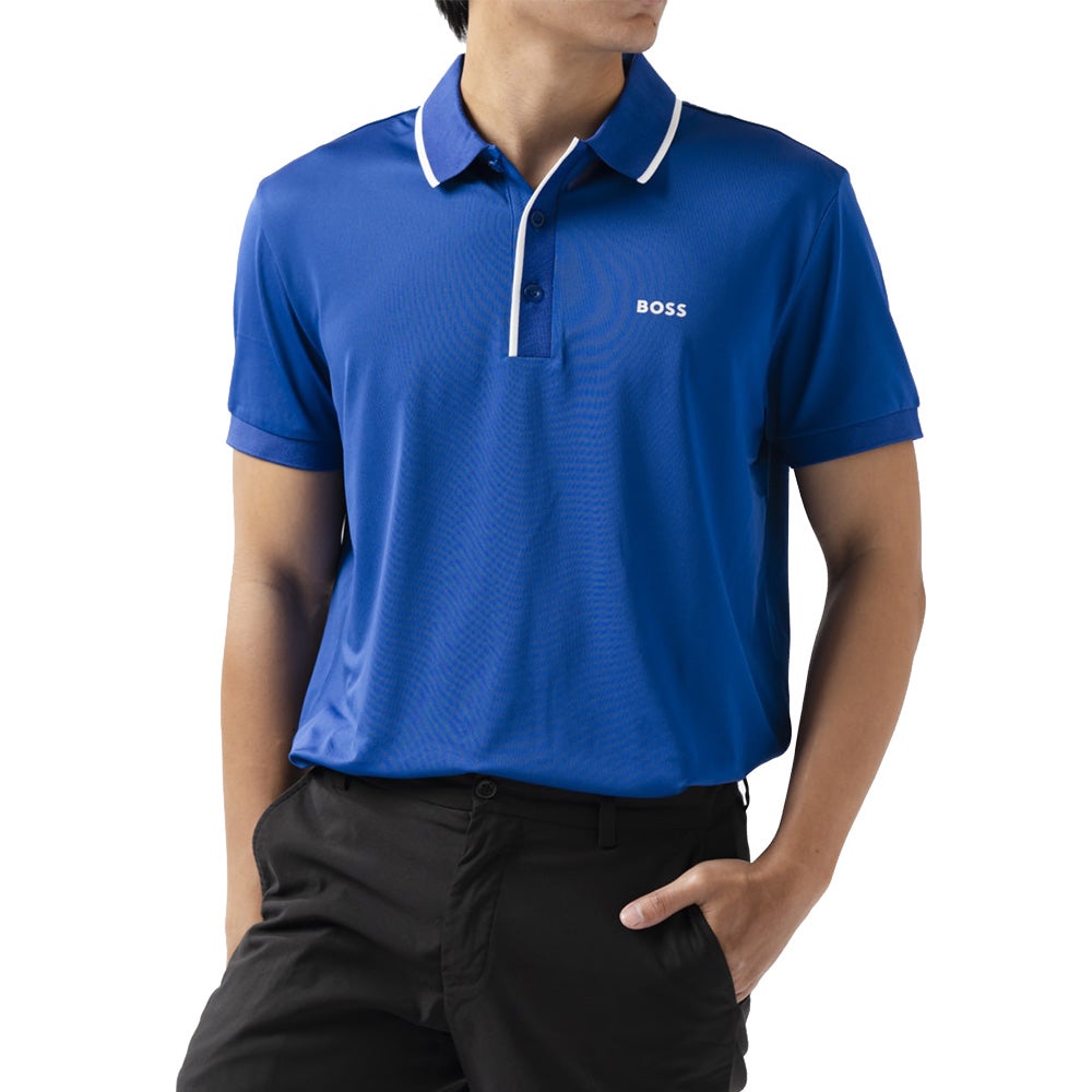 Hgo Boss Paddytech Regular Fit Polo Shirt Mid Blue 100% Original