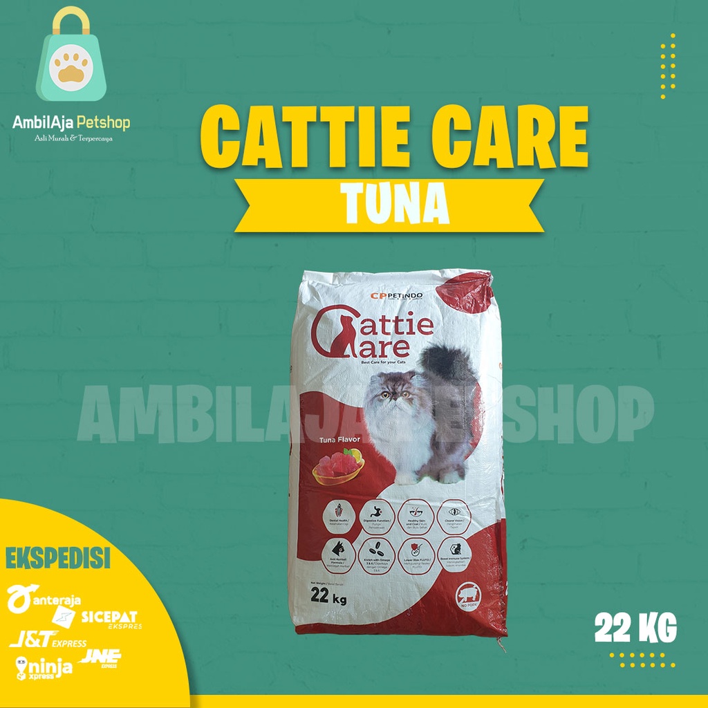 makanan kucing kering premium CATTIE CARE tuna 22kg/20kg - makanan kucing murah ( Grab Gojek )