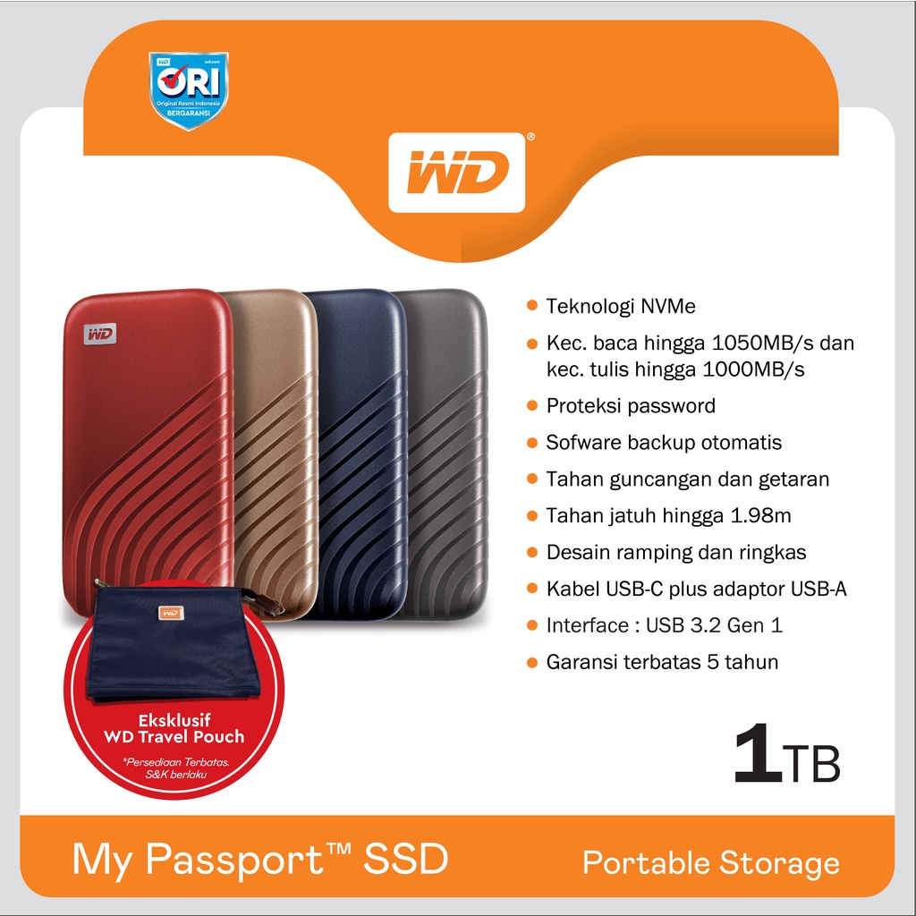 SSD WD My Passport Portable 1TB 2.5&quot; USB 3.2 - WD My Passport 1TB SSD