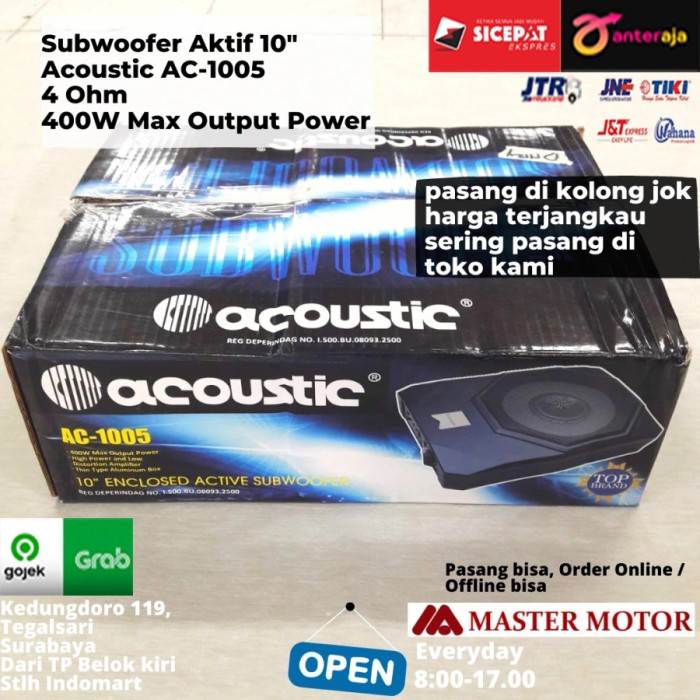 Subwoofer Aktif Acoustic AC 1005 10" 4 Ohm Woofer Kolong Jok Mobil