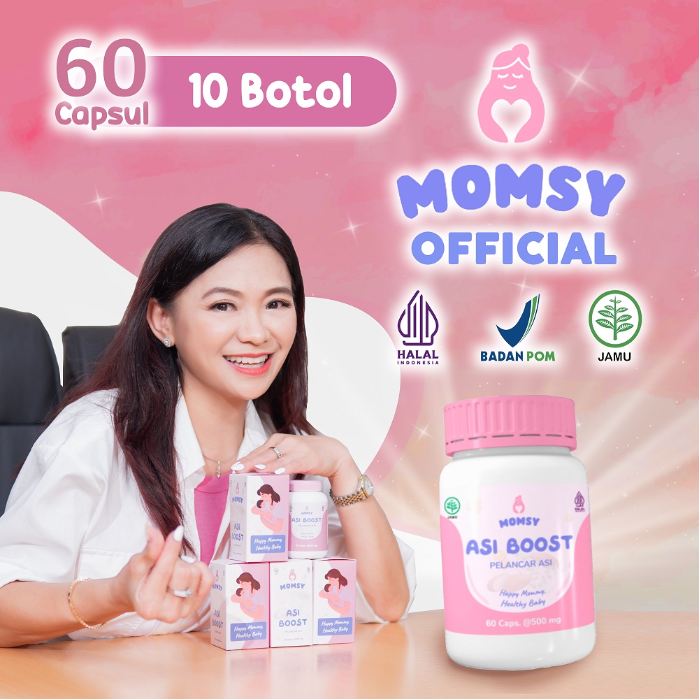 Momsy 10 Botol Pelancar Susu Asi Booster menyusui isi 60 Kapsul JAMU HALAL BPOM