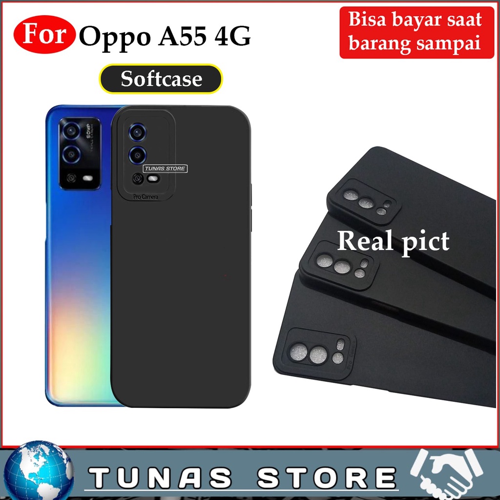 Case Oppo A55 Protect Camera Softcase Slim Black Matte Silikon Casing