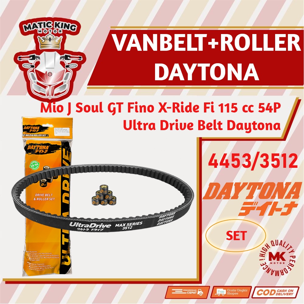 Vanbelt SET assy Mio J Soul GT Fino X-Ride Fi 115 Daytona Ultra Drive Belt+roller 4453 3512