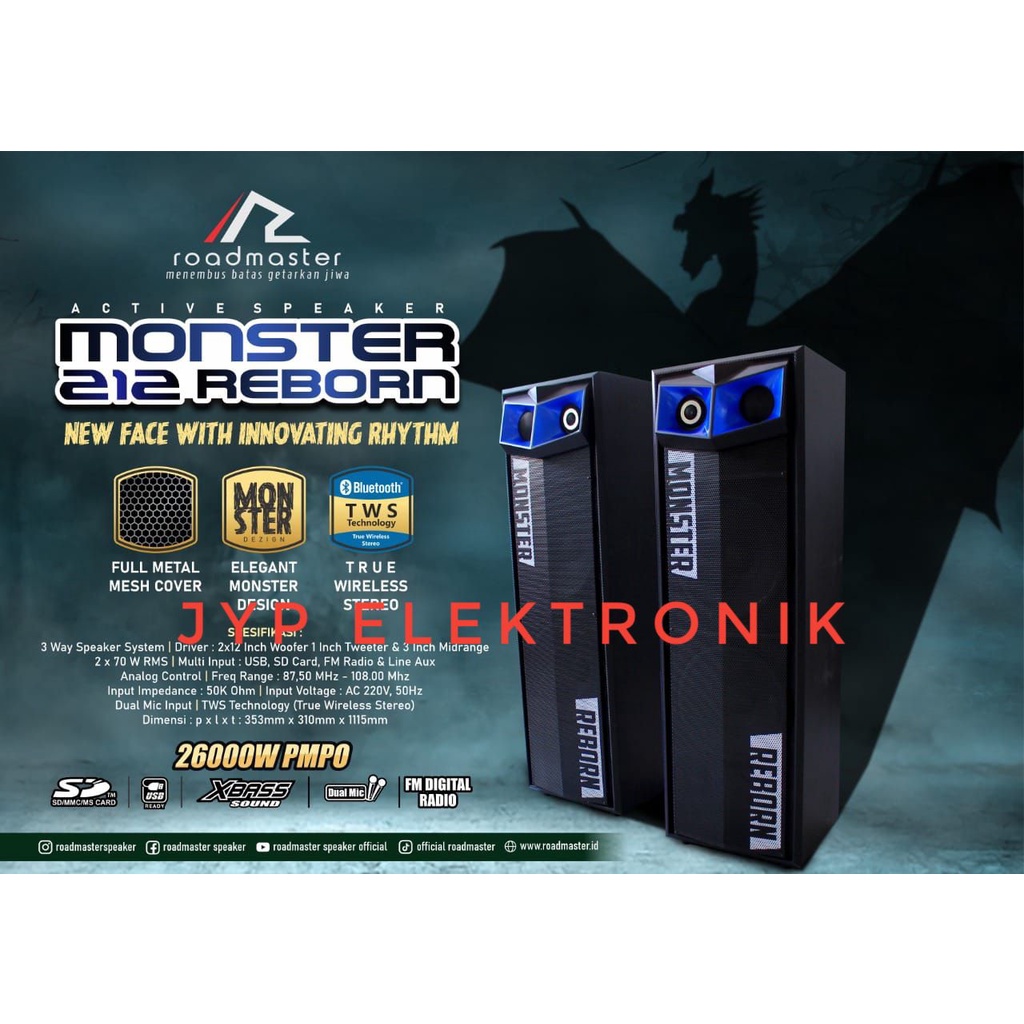 SPEAKER AKTIF ROADMASTER MONSTER 212 REBORN / MONSTER 212 NEW MODEL