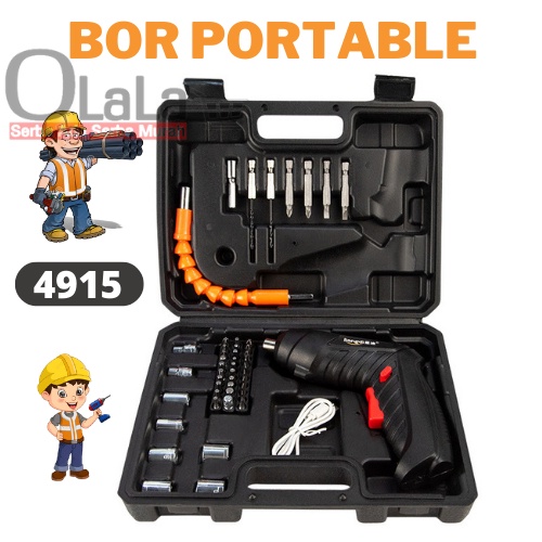 BOR OBENG CORDLESS SCREWDRIVER FULL SET JS-4915