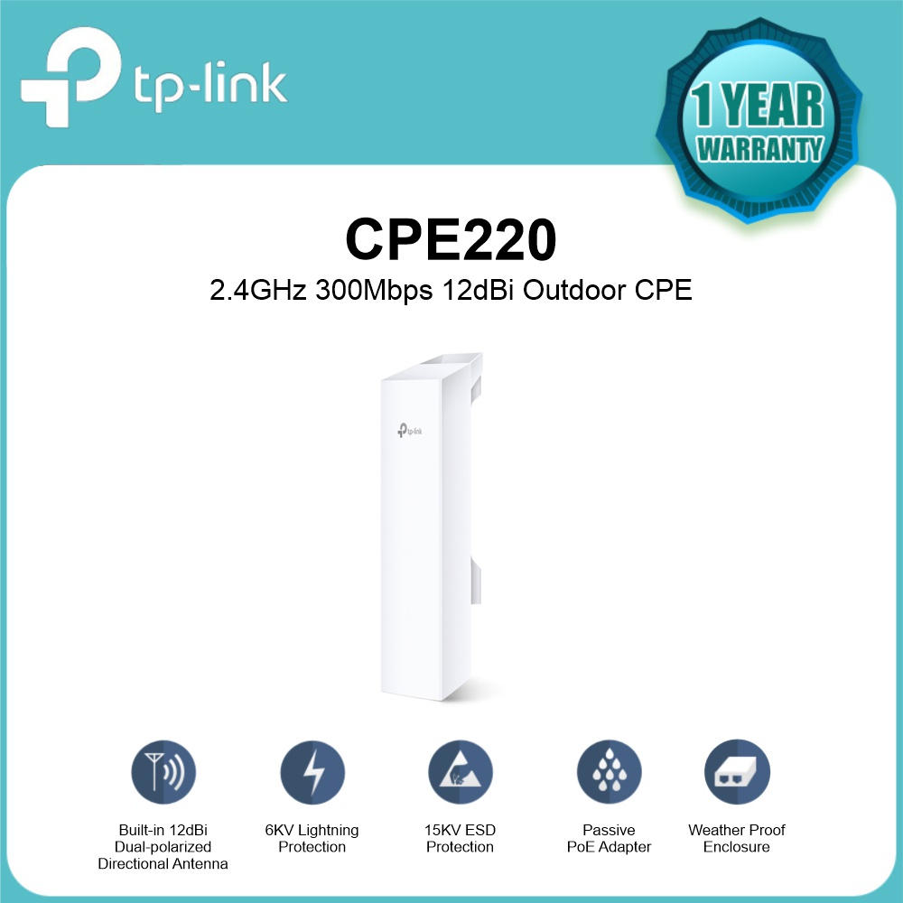 TP-LINK CPE220 2.4GHz 300Mbps 12dBi Outdoor CPE