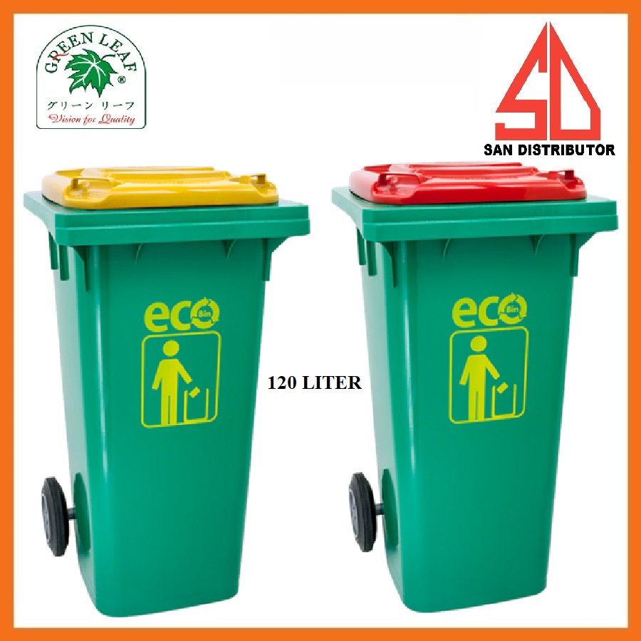 TEMPAT TONG KOTAK SAMPAH RODA ECO ( 100 L , 120 L, 240 L, 360  LITER ) GREEN LEAF