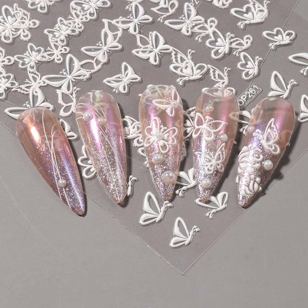 Mxbeauty Bunga Stiker Kuku Wanita Fashion Bintang Manikur Aksesoris Relief Nail Art Dekorasi