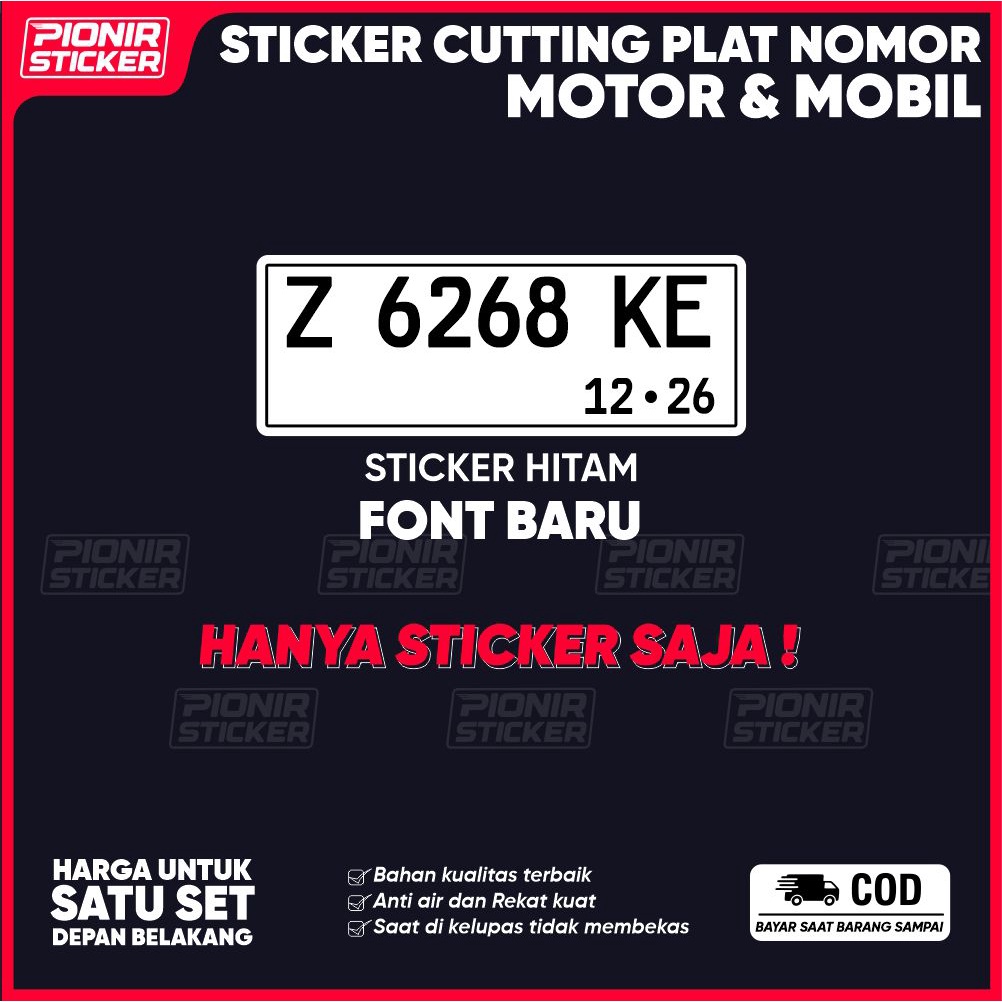 Cutting Sticker Plat Nomor Motor Mobil Putih Terbaru dan Lama