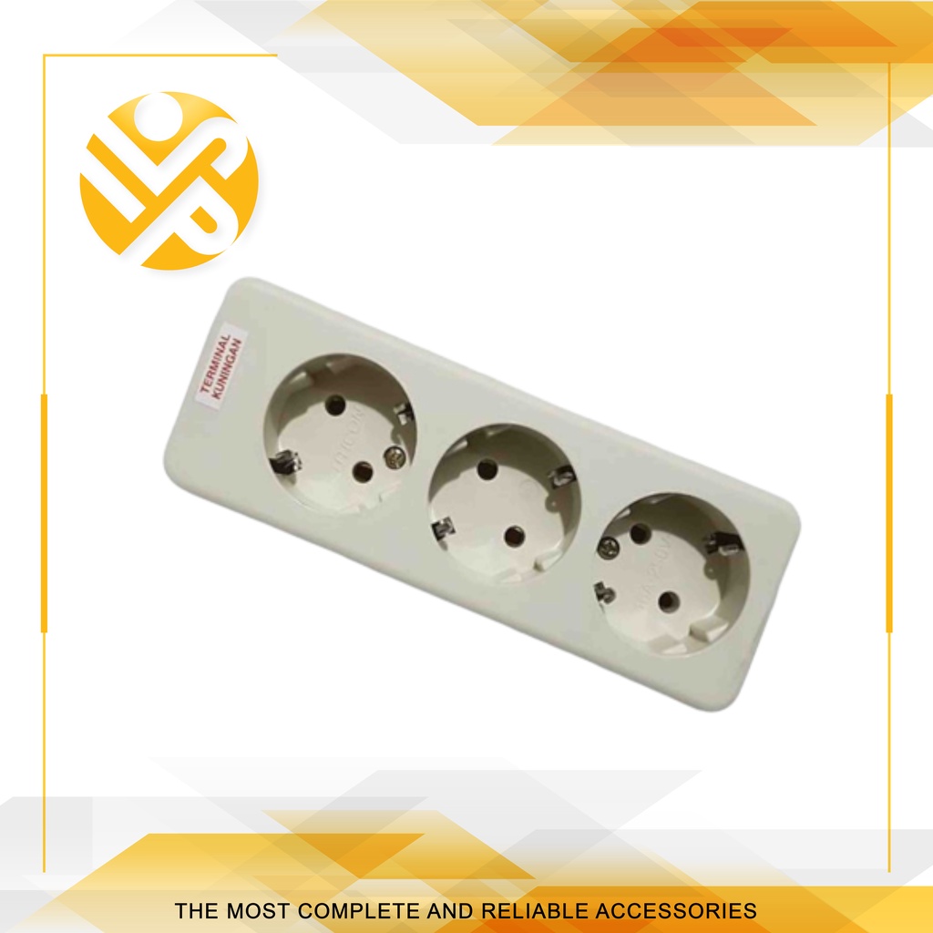 Uticon Stop Kontak / Terminal Kuningan / Colokan 3 Lubang