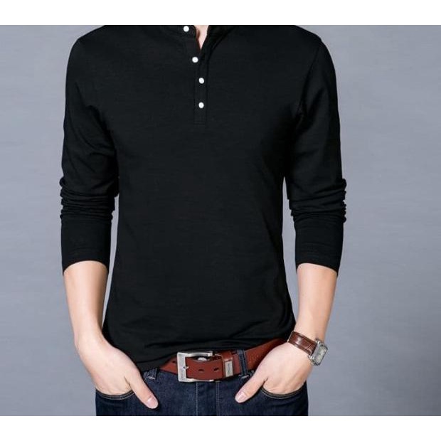 [shirt smith black OT] kaos pria lengan panjang hitam