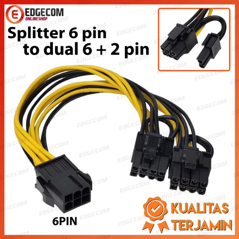 Kabel Power VGA Cabang 8 Pin to Dual 6+2 Pin / Power Splitter VGA PCIE