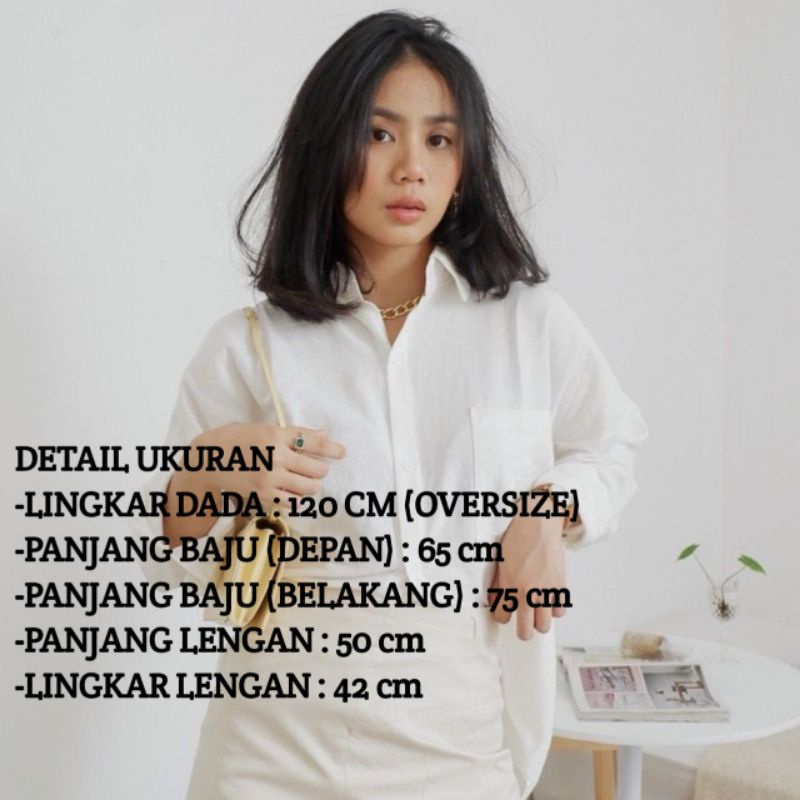 KEMEJA LINEN OVERSIZE|KEMEJA WANITA OVERSIZE|OLIVIA SHIRT|KEMEJA OVERSIZE