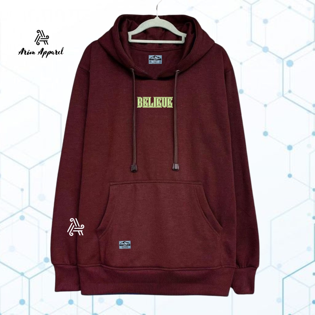 Terbaru Sweater Hoodie Pria Wanita Oversize Distro Original Bahan Flece Tebal warna Hitam List Believe Gid [Glow In The Dark]