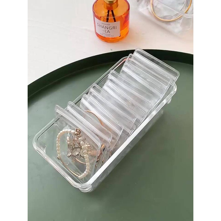 (clashop) Tas Penyimpanan Perhiasan Bahan PVC Transparan Tahan Air Anti Oksidasi Dengan Ziplock