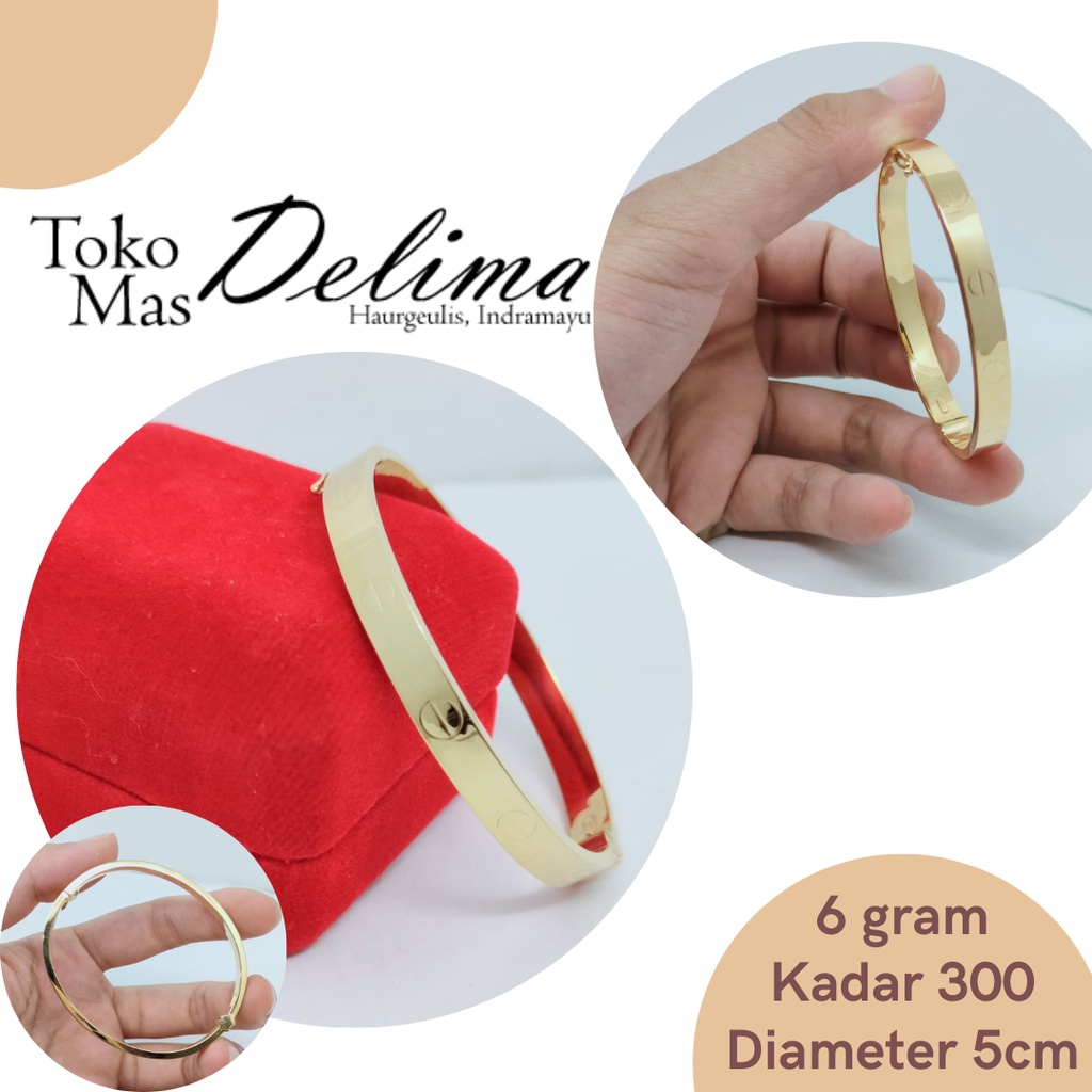 Gelang Emas Asli Kadar 300 Model Cartier 6 Gram