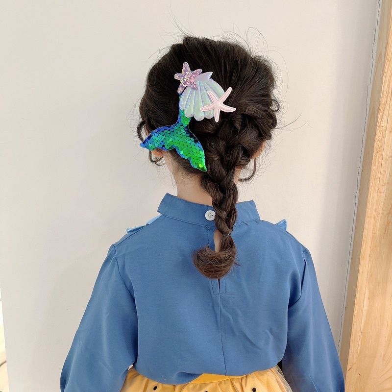 jepit rambut jepitan korea model mermaid sequin glitter hairclip ekor putri duyung mermaid rambut an