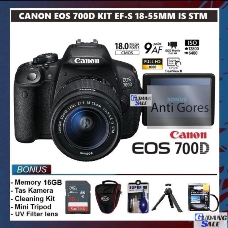 KAMERA CANON EOS 700D + Lensa kit 18-55mm