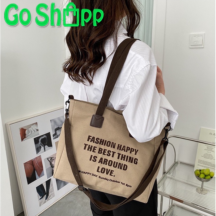 Tas Tote Bag Wanita Kanvas Resleting Import Fashion Korea Terbaru Kekinian - Totebag Selempang Aesthetic Kuliah Kantoran TE10