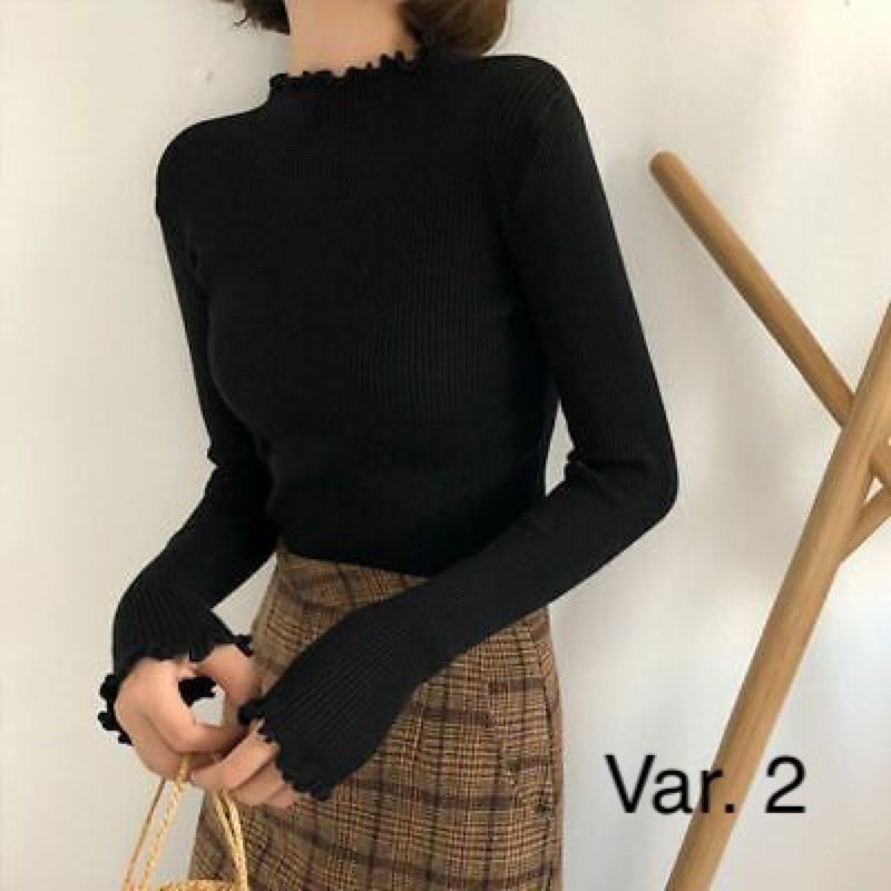 Woman Knit Sweater Top Import Premium ( Atasan Blus rajut wanita kerah biasa )