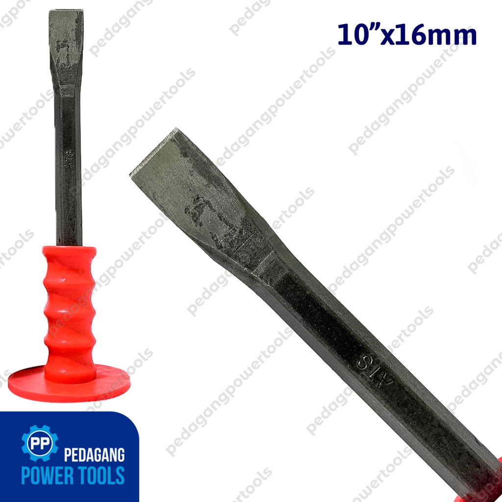 ATS PAHAT BETON 10&quot; RATA GAGANG KARET BETEL TOPI BESI BATU FLAT CHISEL