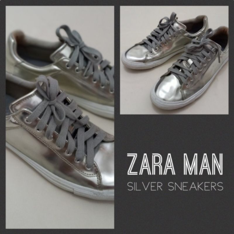 Preloved Sepatu Zara Man Silver Sneaker Secondhand