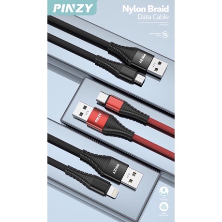 Kabel Data PINZY C24 USB Type C Nylon Braid 2.4A Fast Charging - Charger C24 -