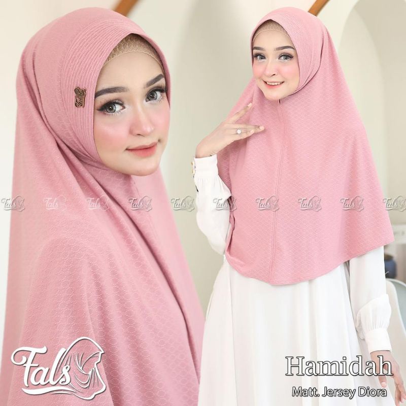 (Ori Fals) HAMIDAH •jilbab instan jersey diora•kerudung pet