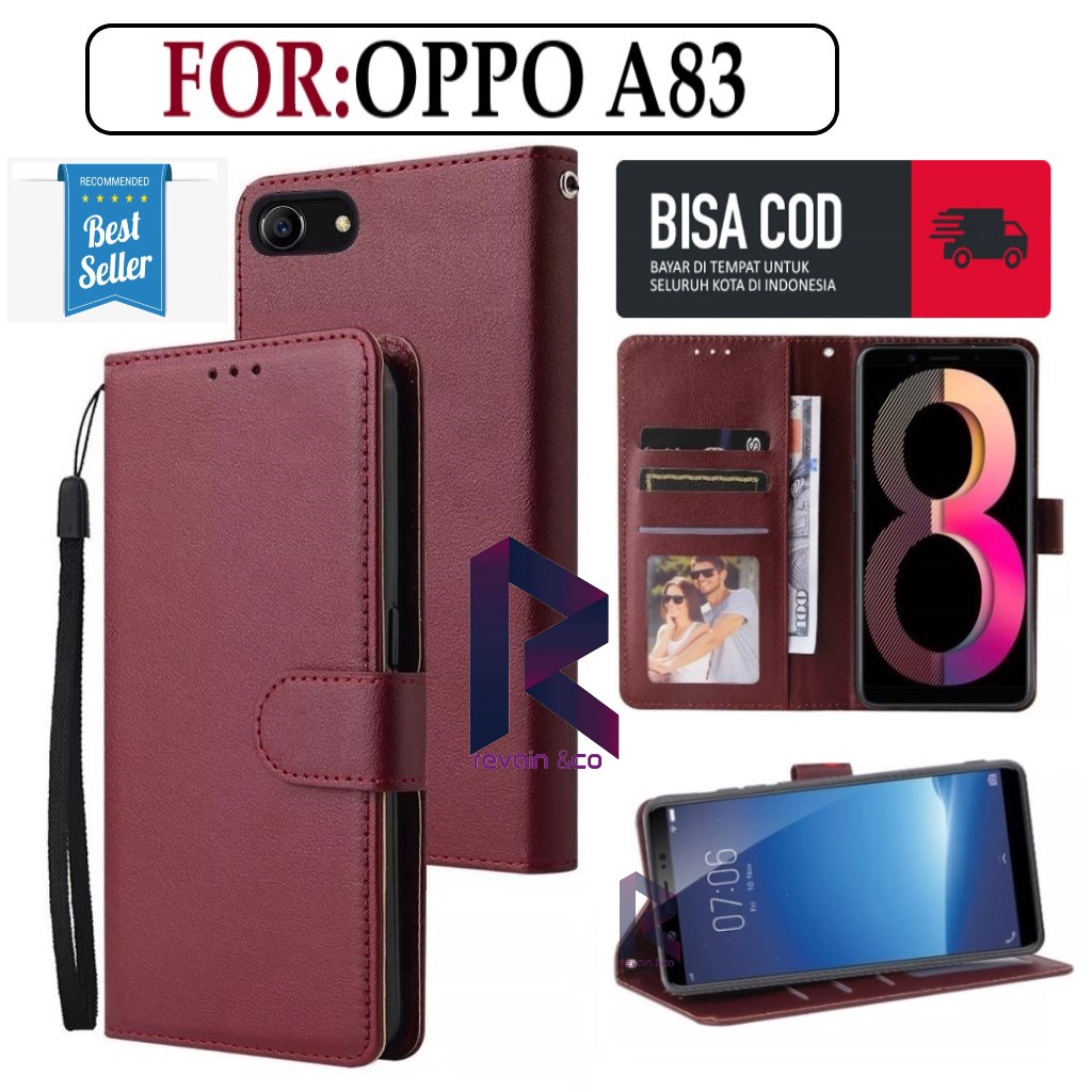 CASE OPPO A83 FLIP WALLET LEATHER KULIT PREMIUM SARUNG BUKA TUTUP KESING HP FLIP CASE OPPO A83