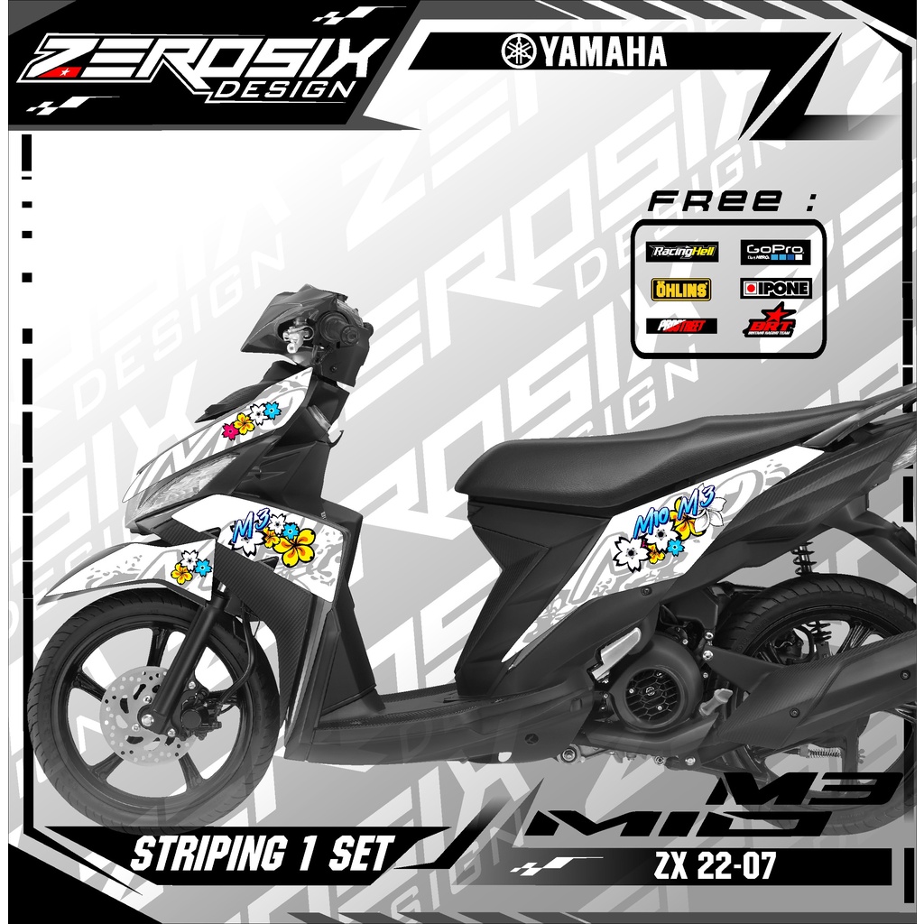 Sticker striping Mio M3 variasi stiker lis body terbaru Racing ZX 22 07