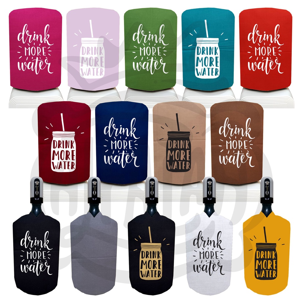 Sarung Galon Duduk / Dispenser Aesthetic / Estetik 2 in 1 Tulisan Drink More Water Pompa / Elektrik