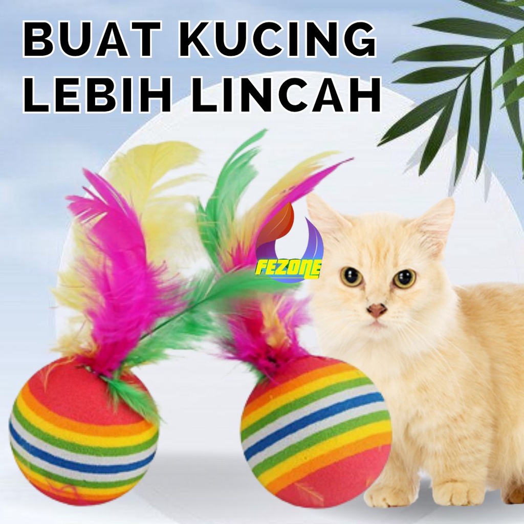 Mainan Kucing Anjing Bola Krincing Bulu Mainan Gigit Hewan Pet Toys FEZONE