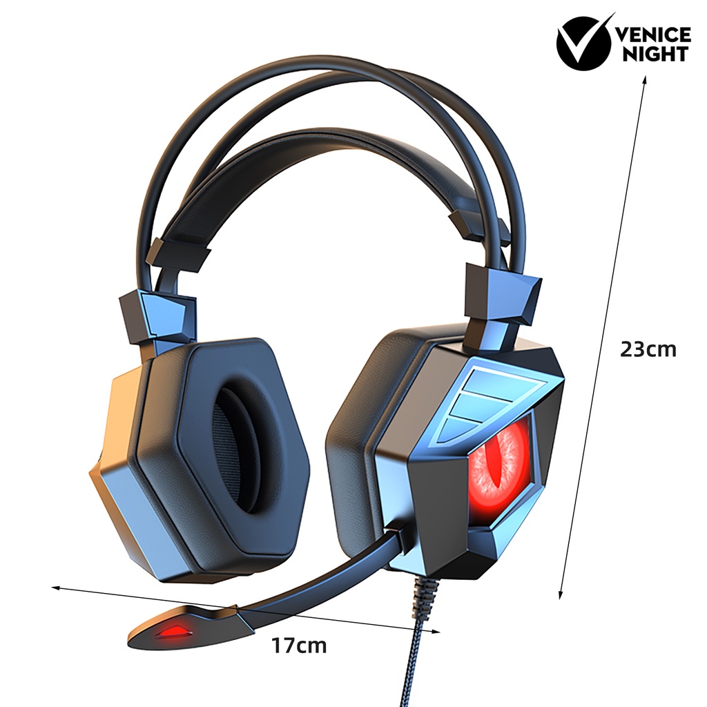 (VNEP) (Berkabel) Soyto SY-G15 Headphone High Fidelity Noise Reduction dengan Cool Breathing Light 3.5mm USB Stereo Gaming Headset untuk Komputer