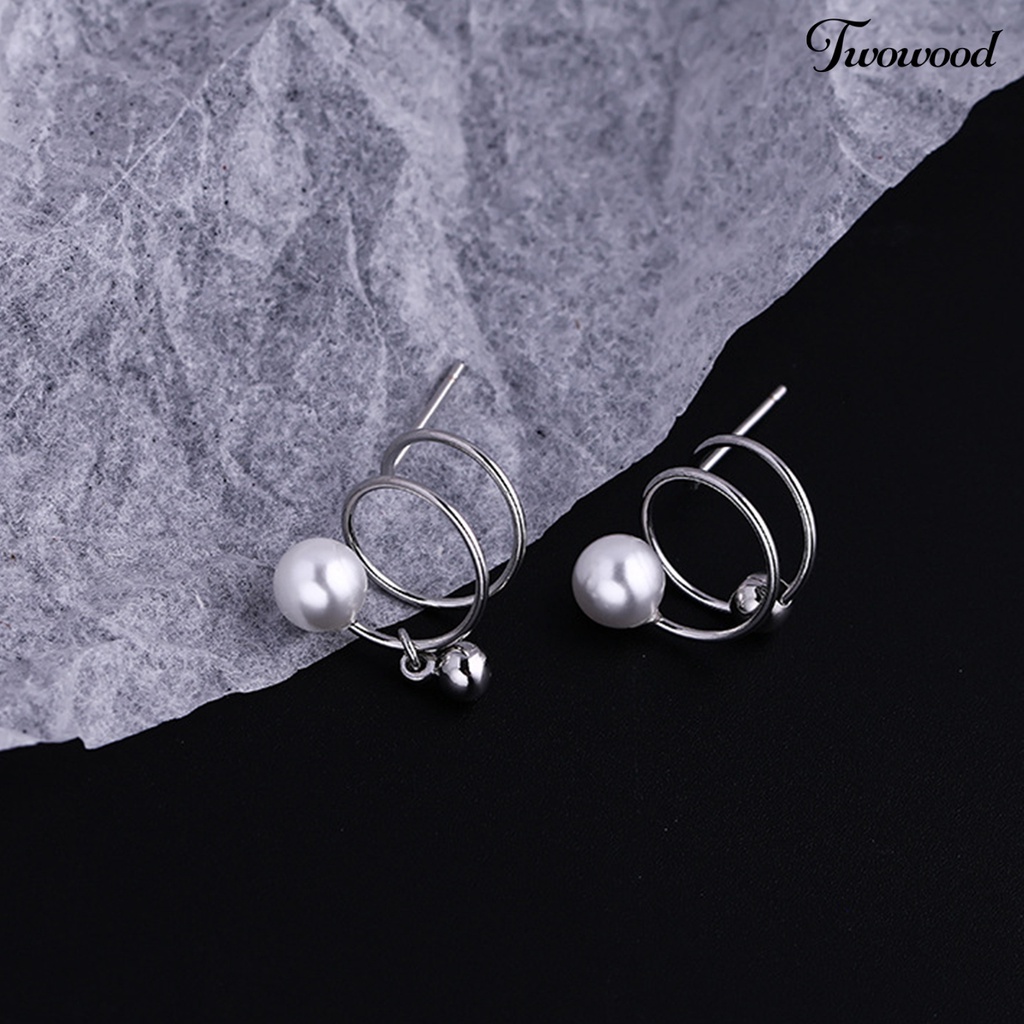 1 Pasang Anting Stud Mutiara Tiruan Gaya Korea Untuk Wanita