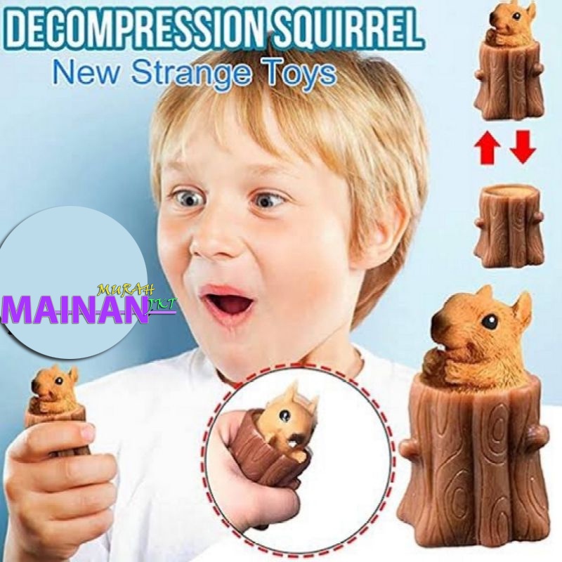 MAINANKEI MAINAN ANAK MURAH POP UP SQUISHY POHON TUPAI SQUIRREL CUP MAINAN REMAS LUCU BIKIN BAHAGIA